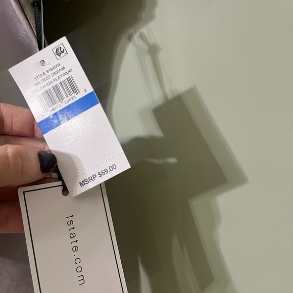 1. State Shimmering Silver Short Sleeve Top - Picture 3 of 7